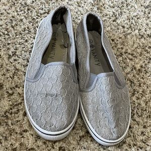 Vanity Sparkly Grey Slip On Sneakers